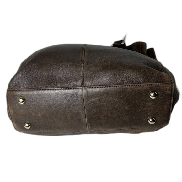 Aqua Madonna Espresso Brown Leather Quilted Front Satchel Shoulder Bag - Picture 5 of 15